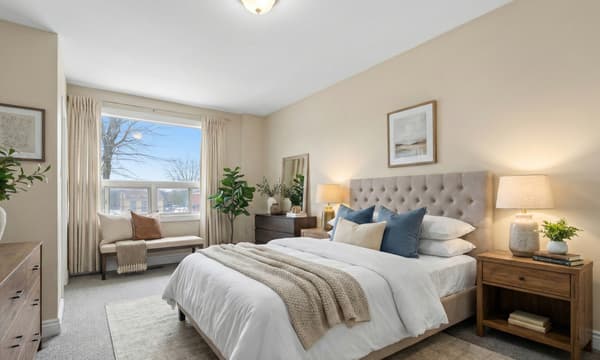 Staged rendering of a bedroom at 394 Alfred Street, Kingston