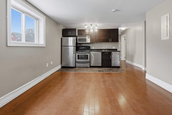Open living area and kitchen with window at 394 Alfred Street, Kingston