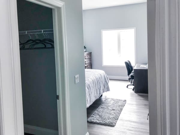 Model suite bedroom at 630 Princess Street, Kingston
