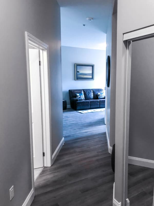Hallway looking through to the model suite living room at 630 Princess Street, Kingston